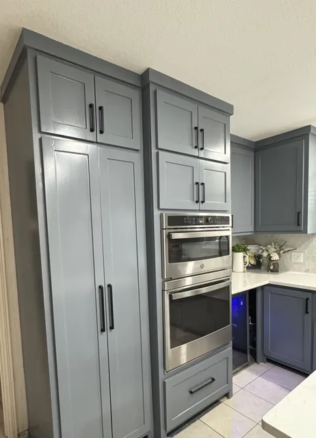 Oven tower and pantry cabinets