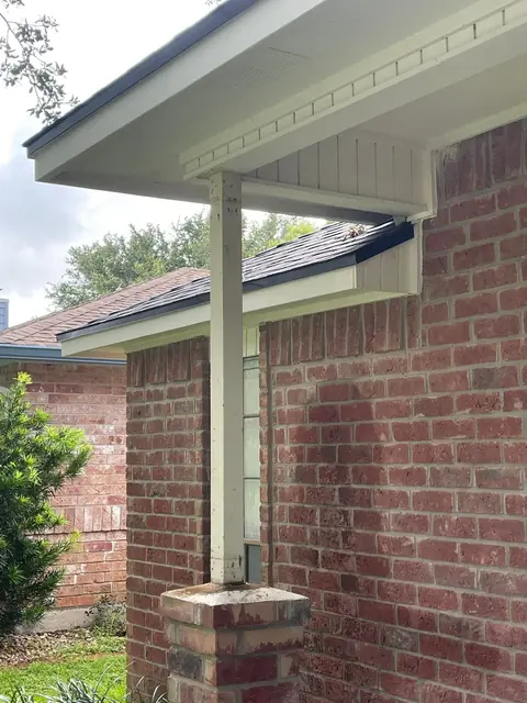 A porch post with the old wrap off