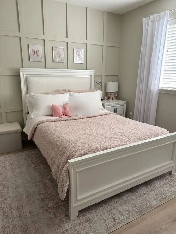 Bedroom with a paneled accent wall